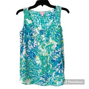 Lilly Pulitzer Dahlia silk blouse In a Pinch tank XS